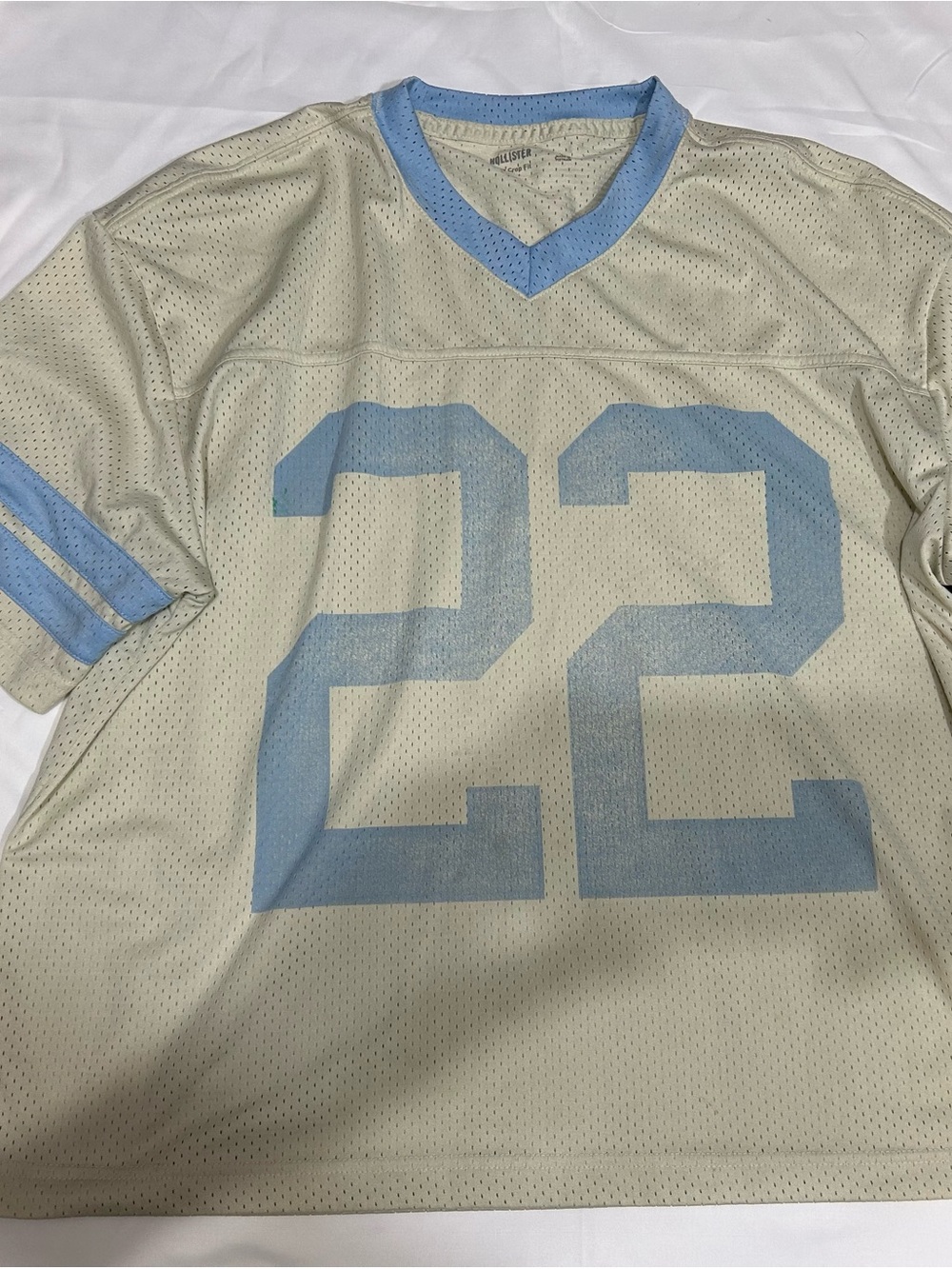 Hollister Beige Mesh Jersey with Light Blue Number 22
